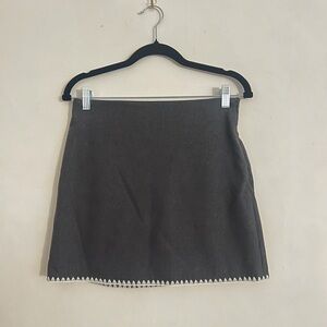 Elodie Charcoal Mini Skirt with White Trim